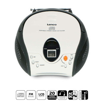 Portable stereo FM radio with CD White
