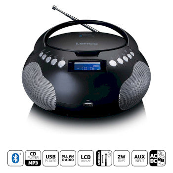 Portable CD/MP3 radio with USB and Bluetooth Black