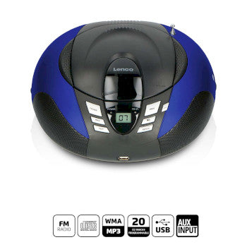SCD-37 USB Blue Portable FM Radio CD and USB player Blue