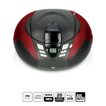 SCD-37 USB Red Portable FM Radio CD and USB player Red