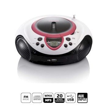 Portable FM Radio CD and USB player Pink