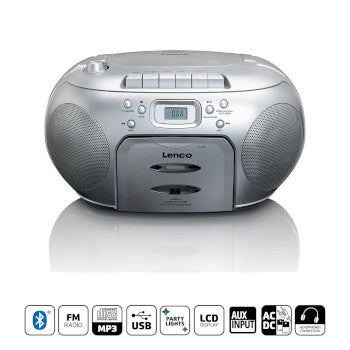 Portable FM Radio CD-Cassette player Silver