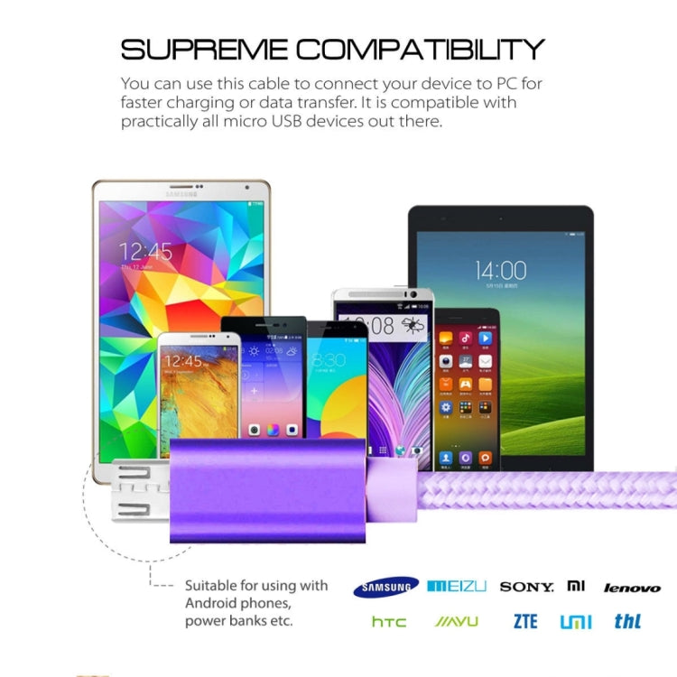 Cavo dati/caricabatterie da micro USB a USB con testa in metallo intrecciato da 1 m 3 A, 1m Micro USB