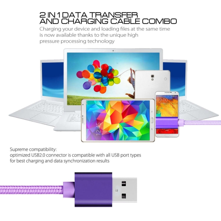 Cavo dati/caricabatterie da micro USB a USB con testa in metallo intrecciato da 1 m 3 A, 1m Micro USB