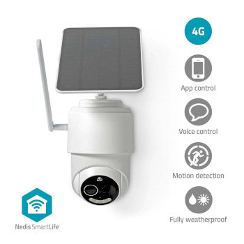 SmartLife Outdoor Camera | 4G | Full HD 1080p | Pan tilt | IP65 | Cloud Storage (optional) / microSD (not included) | 5V DC | With motion sensor | Night vision | White