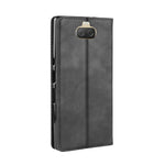 Custodia in pelle con chiusura orizzontale con fibbia magnetica e texture retrò per Sony Xperia 10 Plus, con supporto, slot per carte e portafoglio, Sony Xperia 10 Plus