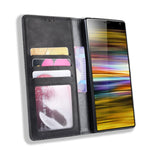 Custodia in pelle con chiusura orizzontale con fibbia magnetica e texture retrò per Sony Xperia 10 Plus, con supporto, slot per carte e portafoglio, Sony Xperia 10 Plus