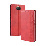 Custodia in pelle con chiusura orizzontale con fibbia magnetica e texture retrò per Sony Xperia 10 Plus, con supporto, slot per carte e portafoglio, Sony Xperia 10 Plus