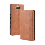 Custodia in pelle con chiusura orizzontale con fibbia magnetica e texture retrò per Sony Xperia 10 Plus, con supporto, slot per carte e portafoglio, Sony Xperia 10 Plus
