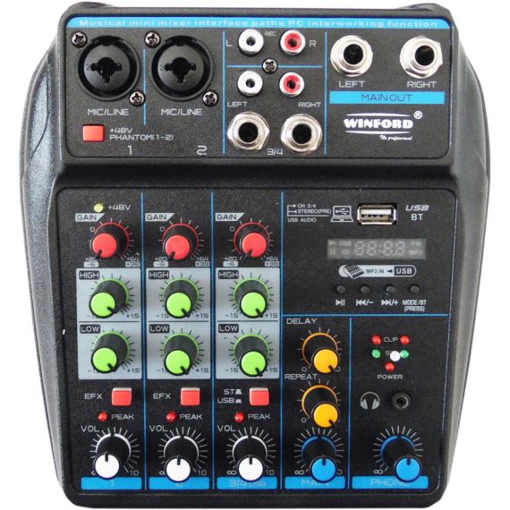 Mixer professionale 4 canali Bluetooth/USB/Stereo RCA