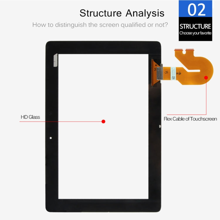 Digitalizzatore touch panel per ASUS Pad MeMO FHD 10 / ME301 / ME302 / ME302C / ME302KL / K005 / 5449N / K00A, For MeMO FHD 10