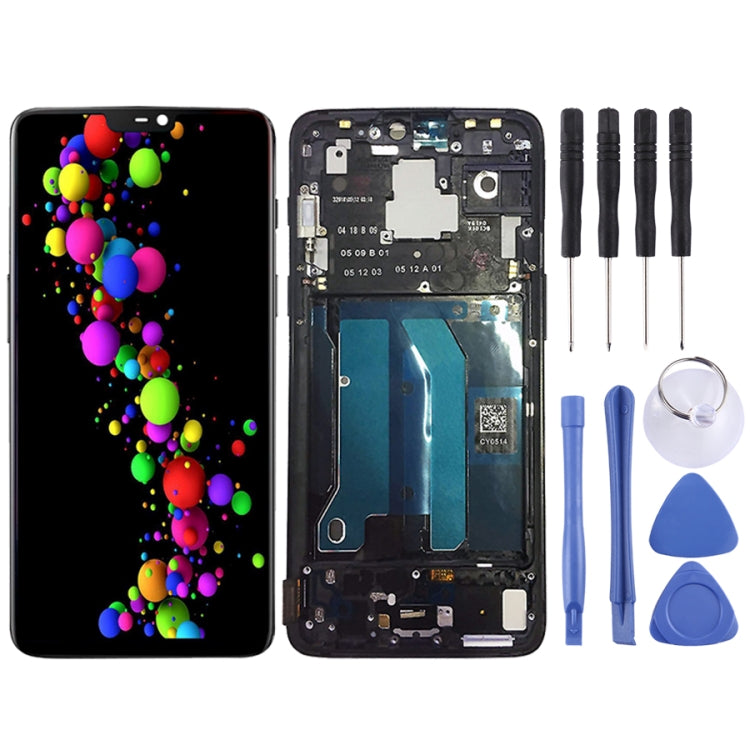 Per OnePlus 6 Digitizer assemblaggio completo con schermo LCD OEM con cornice, For OnePlus 6