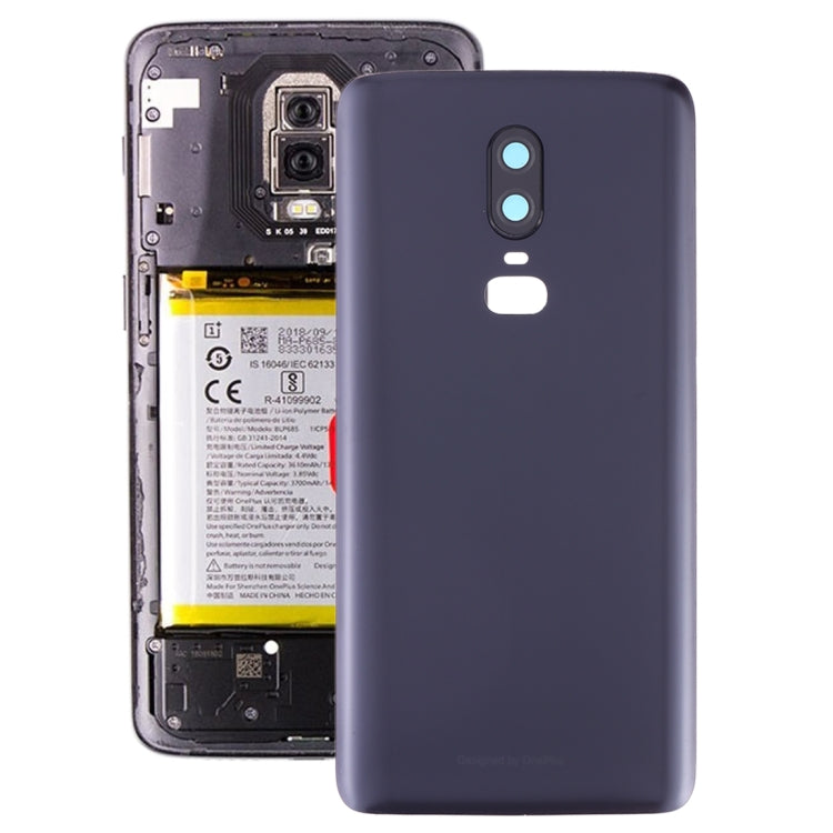 Per OnePlus 6 Cover posteriore batteria satinata con obiettivo fotocamera, For OnePlus 6 (Frosted Black)