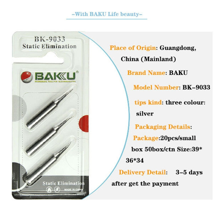 BAKU BK-9033 Punta per saldatore 3 in 1 senza piombo per stazione di saldatura, BK-9033