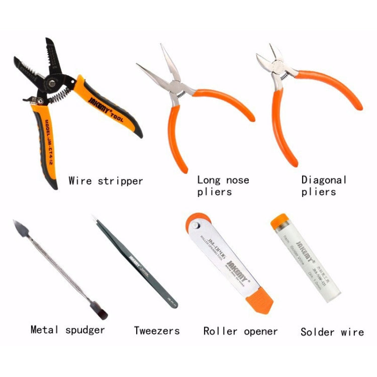 JAKEMY JM-P14 Soldering Repair Tool Set Toolbox Bag Wire Stripper Pliers Screwdriver, US Plug, JM-P14