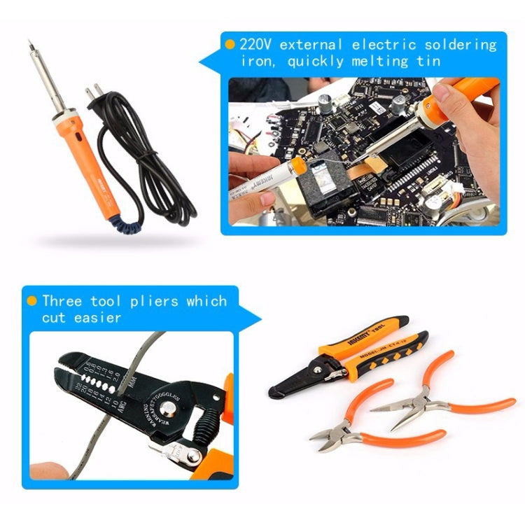 JAKEMY JM-P14 Soldering Repair Tool Set Toolbox Bag Wire Stripper Pliers Screwdriver, US Plug, JM-P14