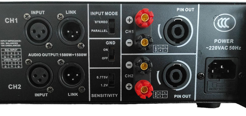 Amplificatore di potenza 2 canali 500W AM6001GT SP260