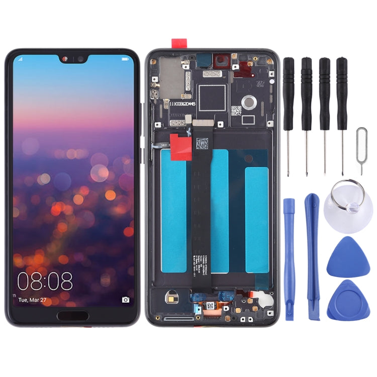 Schermo LCD e digitalizzatore assemblaggio completo con cornice per Huawei P20, For Huawei P20