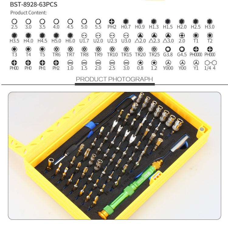 BEST BST-8928 Kit di cacciaviti magnetici per cacciaviti Set di cacciaviti professionali 63 in 1, BST-8928