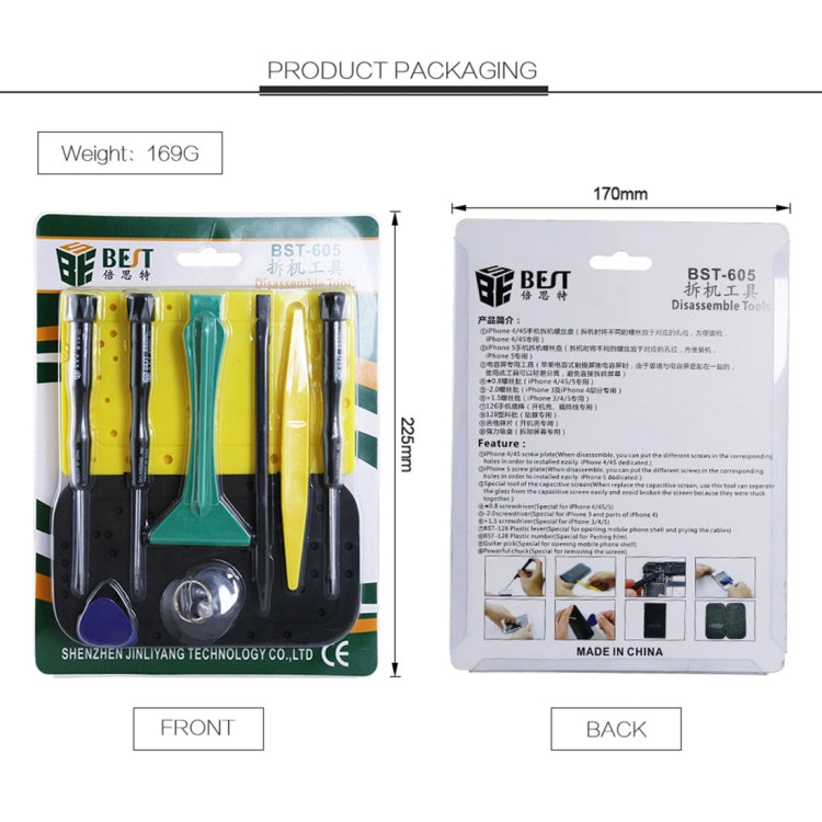 10 in 1 BEST BST-605 Opening Tools Disassembly Tool Kit for iPhone 3/4/4S/5, BST-605