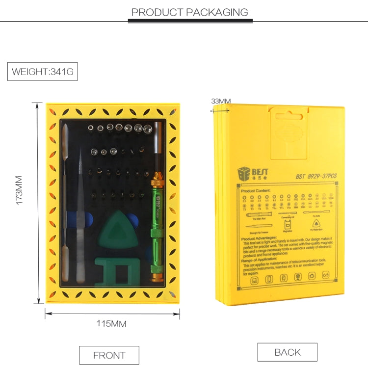 BEST BST-8929 Kit cacciavite con punta magnetica Set di cacciaviti professionali 37 in 1, BST-8929