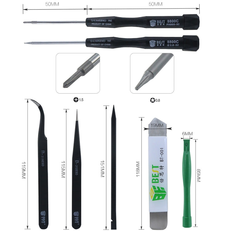 8 in 1 BEST BST-609 Strumenti di apertura del kit di strumenti di riparazione per telefoni cellulari, BST-609