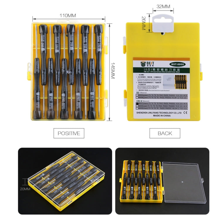 Set di cacciaviti magnetici multiuso di precisione 10 in 1 BEST BST-8800E Strumento di riparazione, BST-8800E