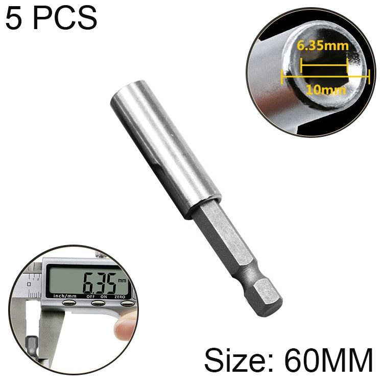 5 PZ 1/4 Testa di lotto elettrica Alto magnetismo Biella Trapano a pistola Manicotto per asta di prolunga Giunto a rotazione rapida, Lunghezza: 60mm, 60mm Joint