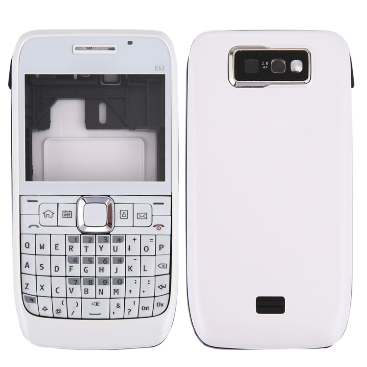 Full Housing Cover (Front Cover + Middle Frame + Battery Back Cover + Keypad) for Nokia E63, For Nokia E63, For E63(White)