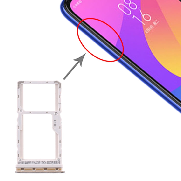 Vassoio scheda SIM + Vassoio scheda SIM / Vassoio scheda micro SD per Xiaomi Mi CC9e / Mi A3, For Xiaomi Mi CC9e, For Mi CC9e