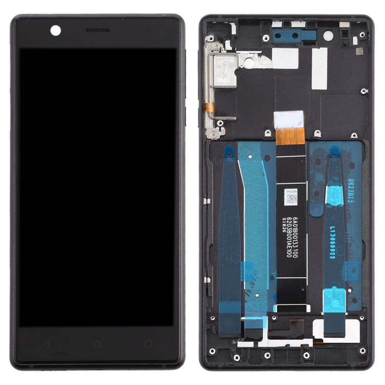 Schermo LCD e digitalizzatore assemblato completo con cornice e tasti laterali per Nokia 3 TA-1032, For Nokia 3