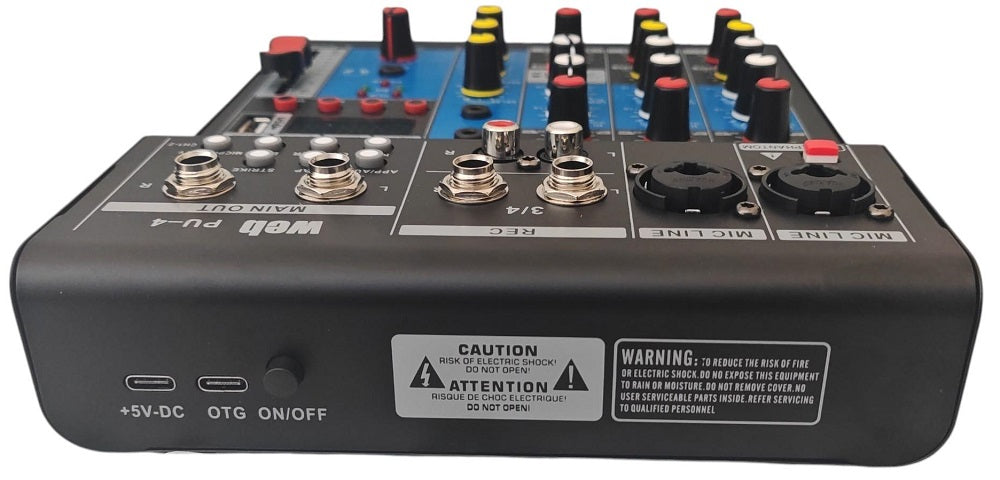 Mixer audio 4 canali USB Bluetooth con effetti DSP SP468