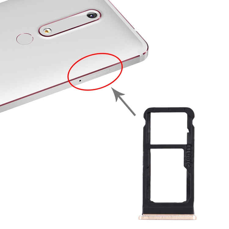 SIM Card Tray + SIM Card Tray/Micro SD Card Tray for Nokia 6.1 / 6 (2018) / TA-1043 TA-1045 TA-1050 TA-1054 TA-1068, For Nokia 6.1