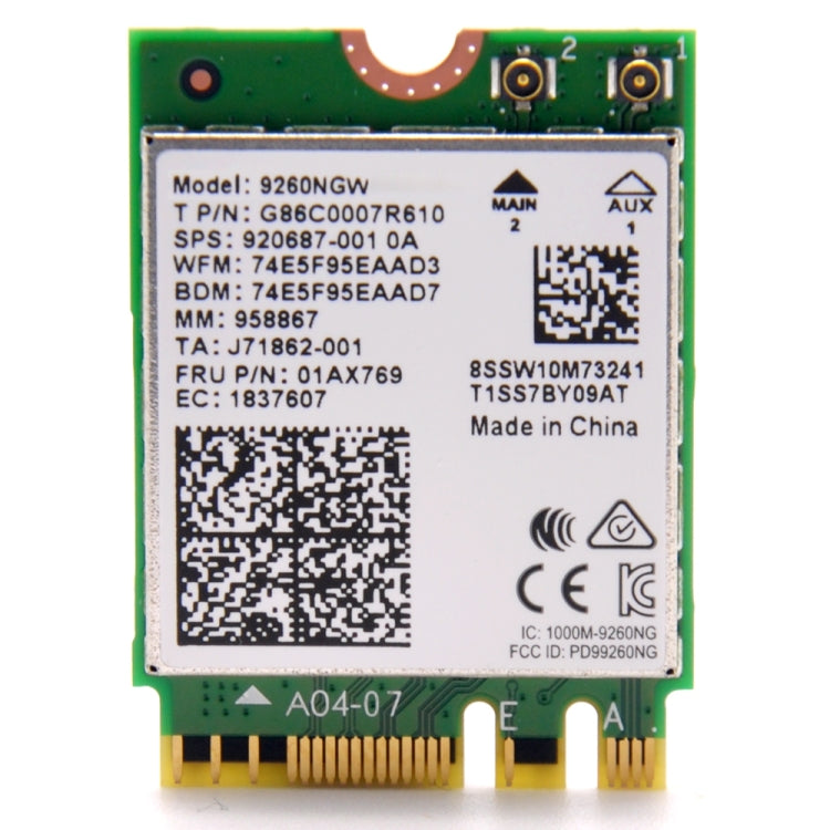 Scheda di rete WLAN Bluetooth 5.0 9260NGW Dual Band 802.11ac 1730Mbps Wireless-AC, 9260NGW Wireless-AC