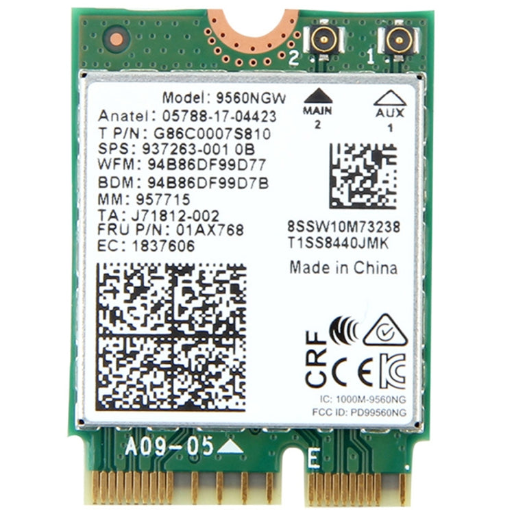 9560NGW Dual Band 1.73Gbps Wireless per Intel 9560ac NGFF Key E Scheda Wifi 8020.11ac Bluetooth 5.0 Laptop per Windows 10, 9560NGW  Intel 9560ac
