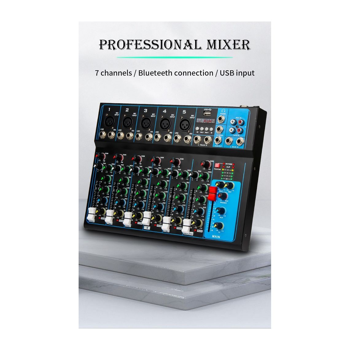 Mixer professionale 4/7 canali Bluetooth/USB/Stereo RCA 8053323553106  F-7 SP522