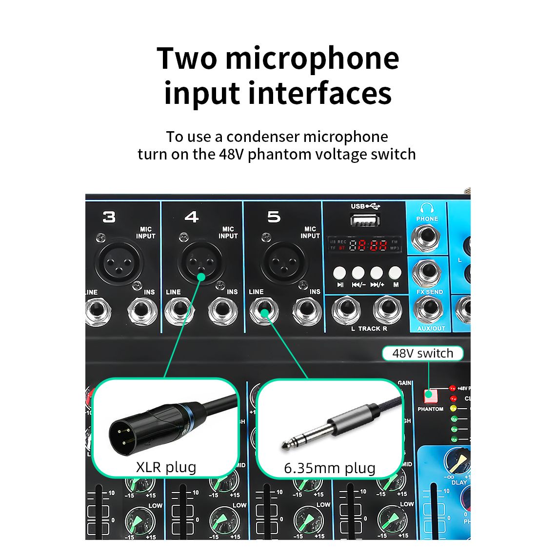 Mixer professionale 4/7 canali Bluetooth/USB/Stereo RCA 8053323553106  F-7 SP522