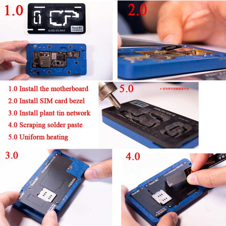 Piattaforma di stencil Reballing Qianli BGA per iPhone X / XS / XS Max, For iPhone X / XS / XS Max