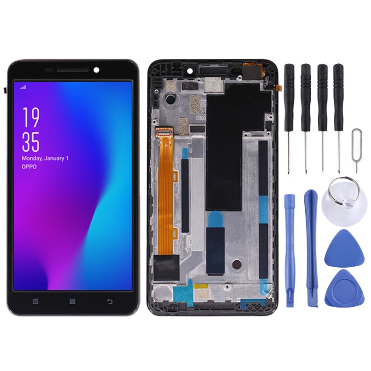 LCD Screen and Digitizer Full Assembly with Frame for Lenovo A5000, For Lenovo A5000