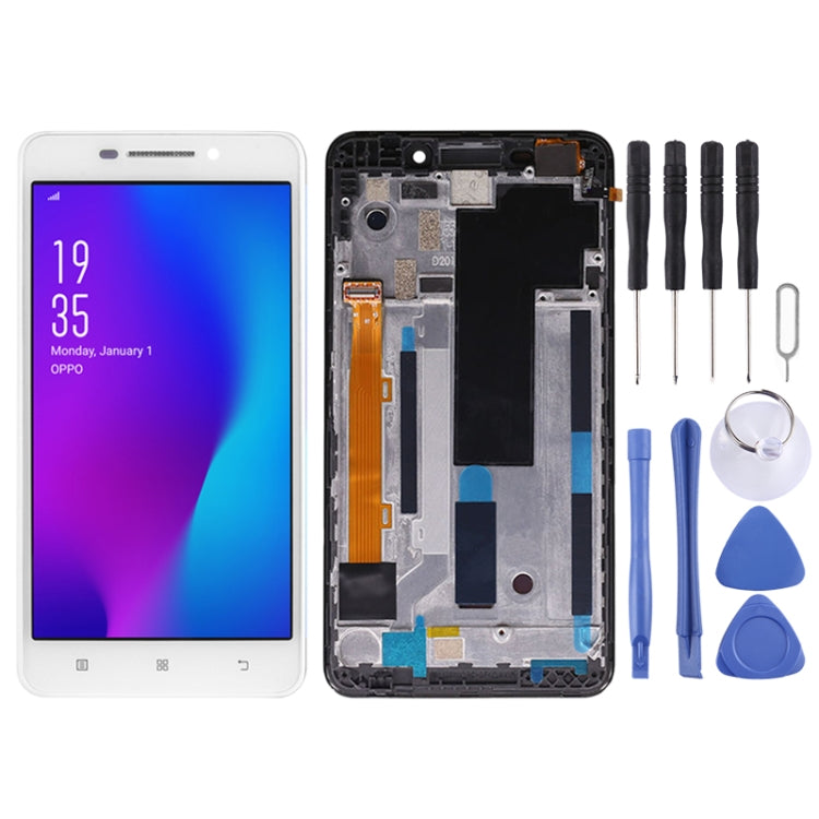 LCD Screen and Digitizer Full Assembly with Frame for Lenovo A5000, For Lenovo A5000