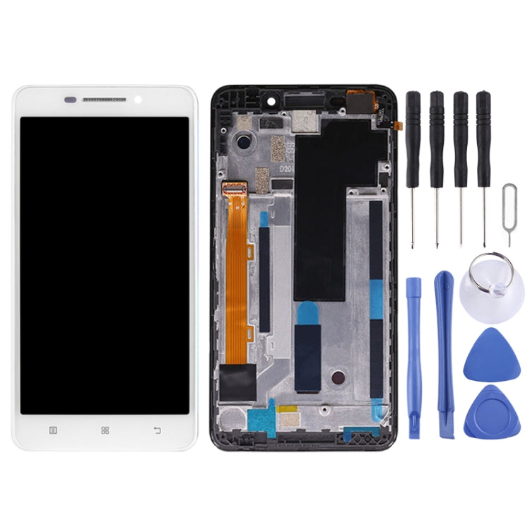 LCD Screen and Digitizer Full Assembly with Frame for Lenovo A5000, For Lenovo A5000