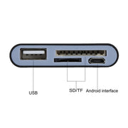 Kit di connessione per lettore di smart card Micro SD + SD + USB 2.0 + porta micro USB a micro USB OTG con indicatore luminoso a LED