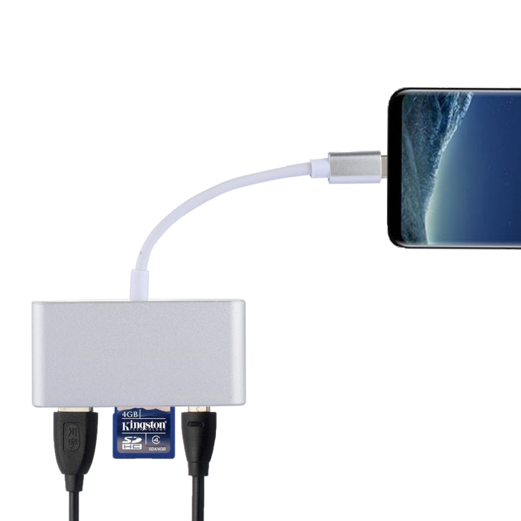 5 in 1 Micro SD + SD + USB 3.0 + USB 2.0 + Porta Micro USB a USB-C / Type-C OTG COMBO Lettore di schede adattatore per tablet, smartphone, PC, 5 in 1(Silver), 5 in 1(Gold)
