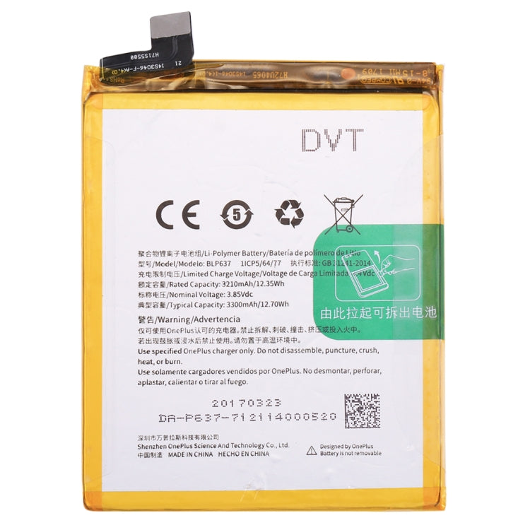 3210mAh for OnePlus 5 Rechargeable Lithium-Polymer Battery, For OnePlus 5