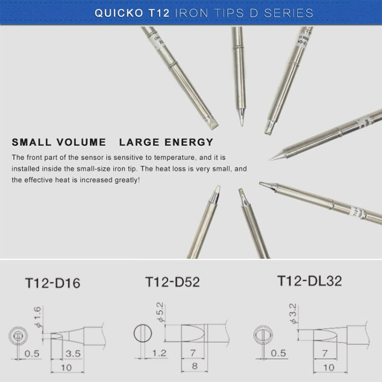 Punta per saldatore QUICKO T12-D24 senza piombo, T12-D24, T12-D16, T12-DL32, T12-D52