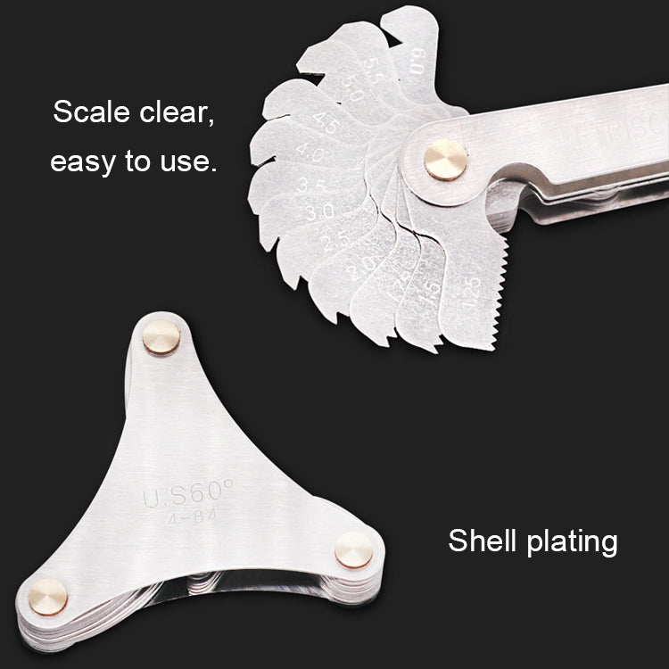51 pz. Lame per filettatura con passo della vite USA Calibro per filettatura in acciaio inossidabile CR da 60 gradi, 51 PCS Thread Gauge