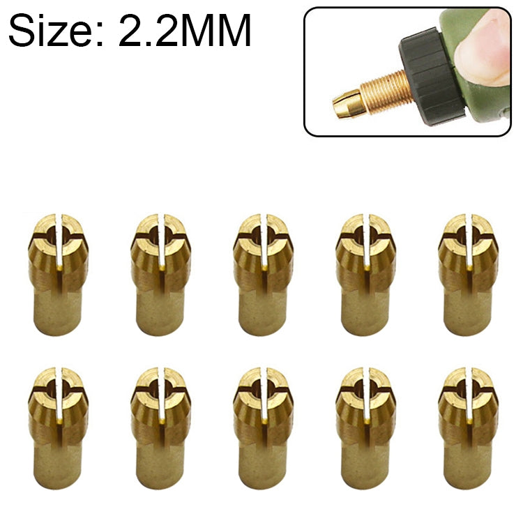 Dado di serraggio in rame a tre griffe da 10 pezzi per raccordi per mulini elettrici, diametro del foro: 2,2 mm, Bore diameter: 2.2mm