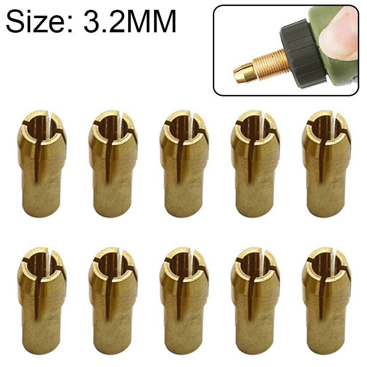 Dado di serraggio in rame a tre griffe da 10 pezzi per raccordi per mulini elettrici, diametro del foro: 3,2 mm, Bore diameter: 3.2mm
