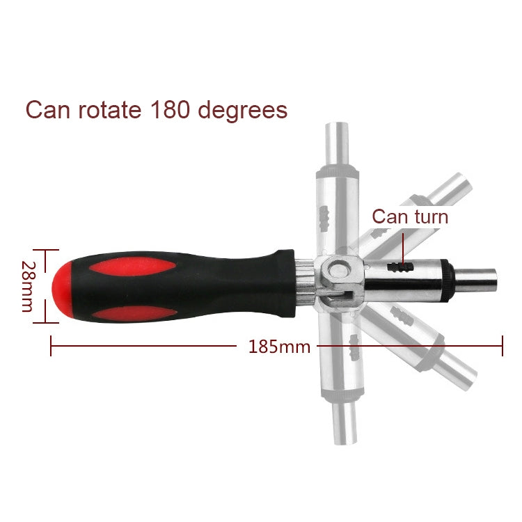 Cacciavite a cricchetto multifunzione con connettore esagonale da 1/4 di pollice con rotazione di 180 gradi, 1/4 inch Hex Connector