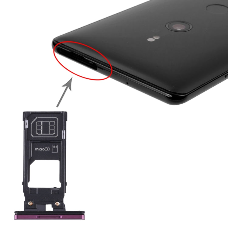 Vassoio scheda SIM + vassoio scheda micro SD per Sony Xperia XZ3, For Sony Xperia XZ3, For Sony Xperia XZ3 (Purple)